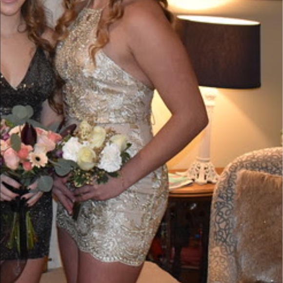 Gold Detailed Formal Dress - Picture 2 of 3